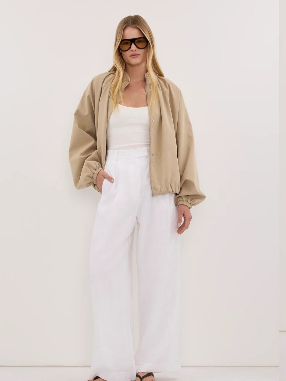 DISSH White Wide-Leg Linen Pants with High Waist Size 4